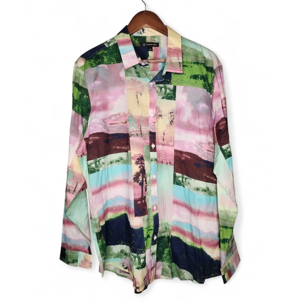 Inc International Concepts Island Breeze Button Front Shirt Size XL NWT